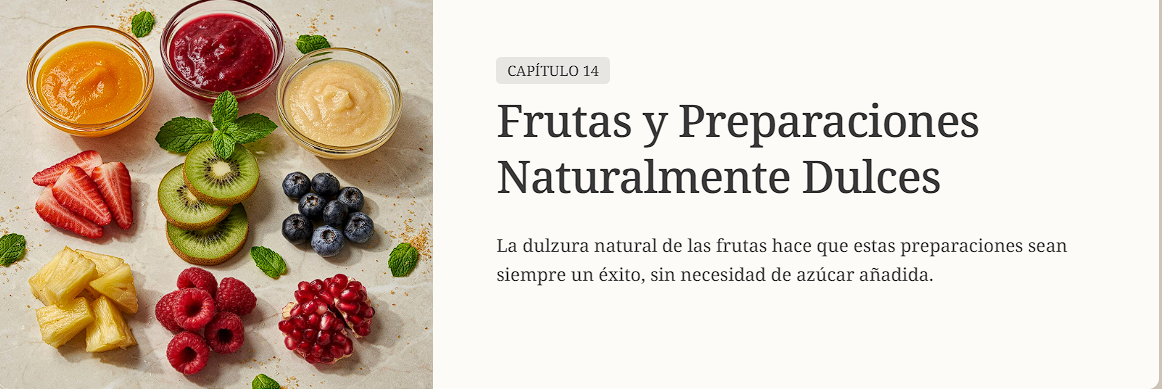 Página interior del ebook: capítulo 14, Frutas y preparaciones naturalmente dulces