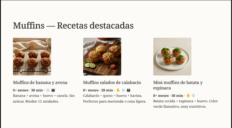 Página interior del ebook: Muffins, recetas destacadas